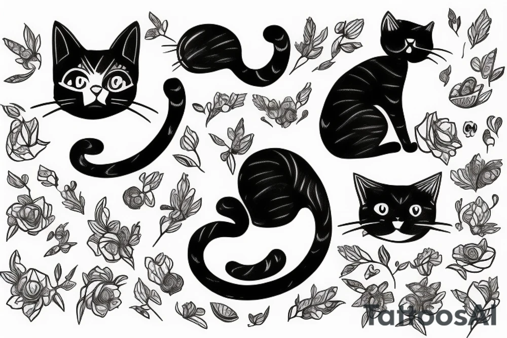 Cat flopped on its side tattoo idea