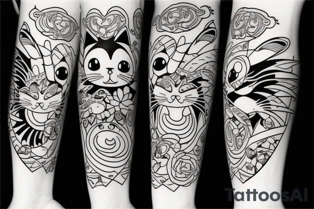 Cat flopped on its side tattoo idea
