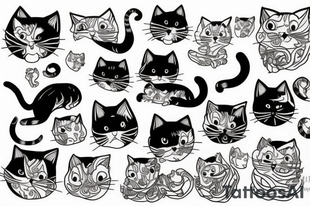Cat flopped on its side tattoo idea