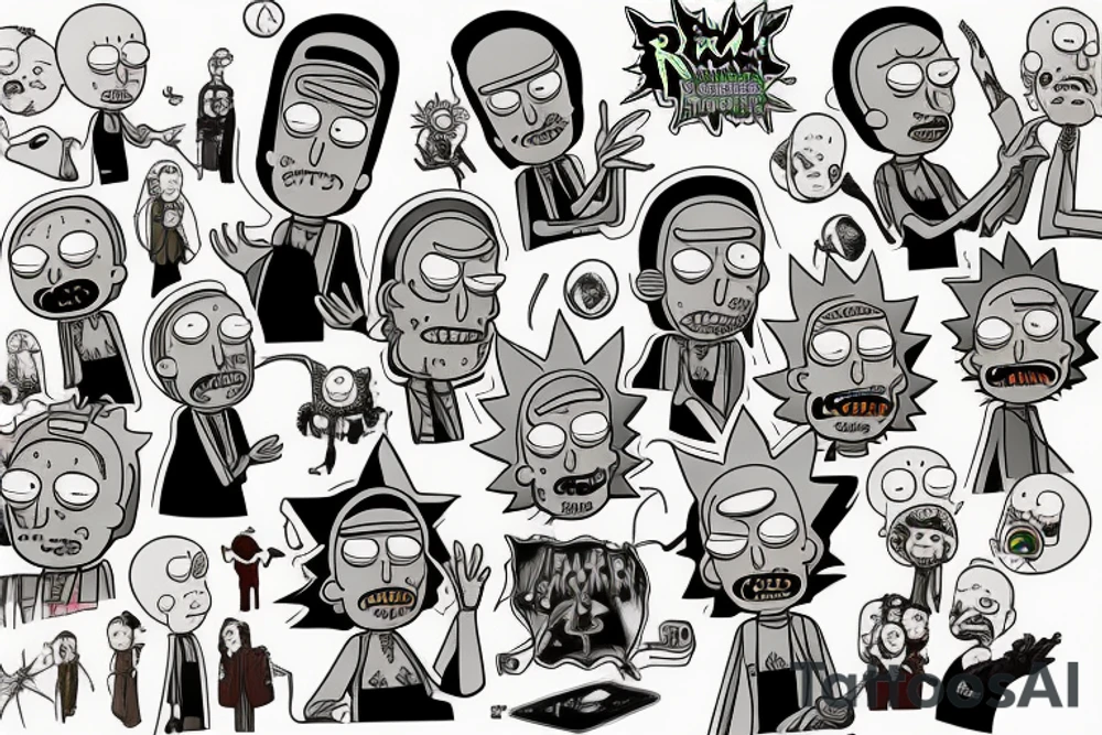 rick and morty in hogwarts tattoo idea