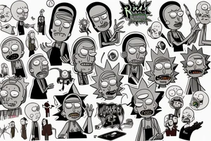 rick and morty in hogwarts tattoo idea