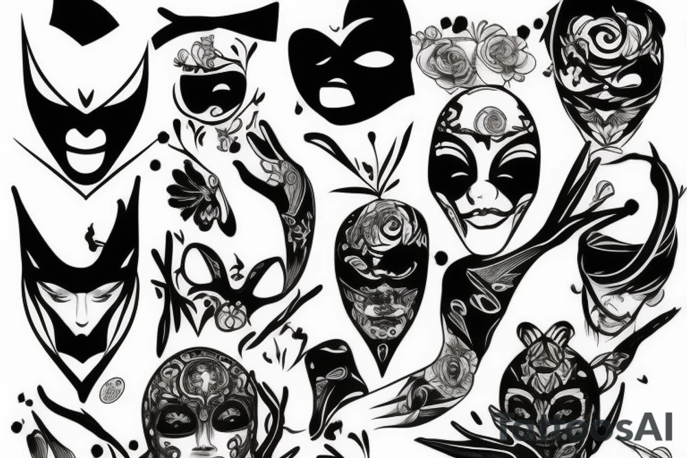 hiding behind mask tattoo idea