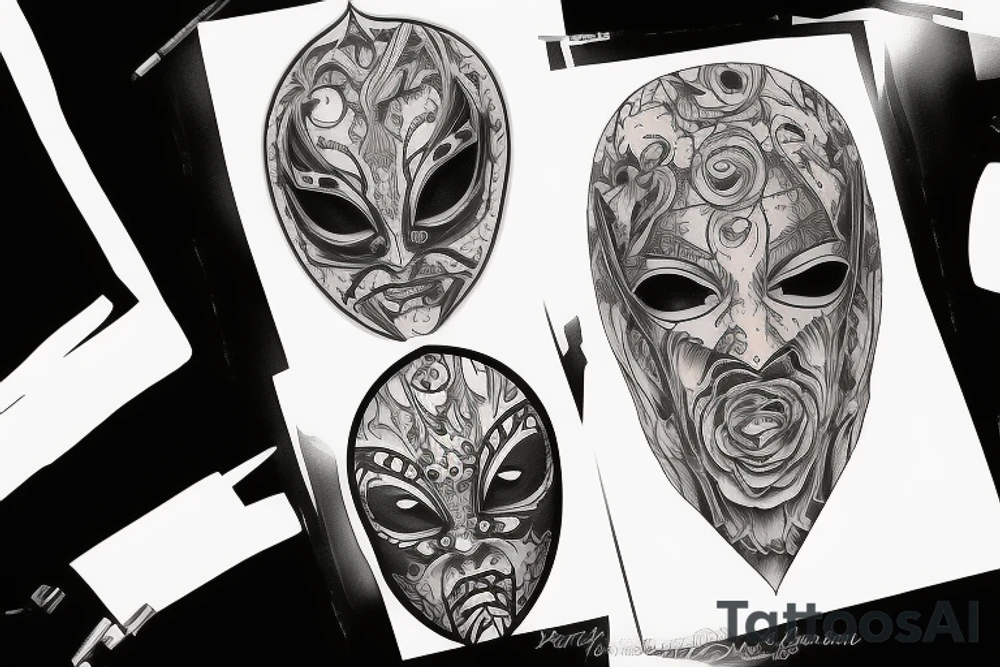 hiding behind mask tattoo idea