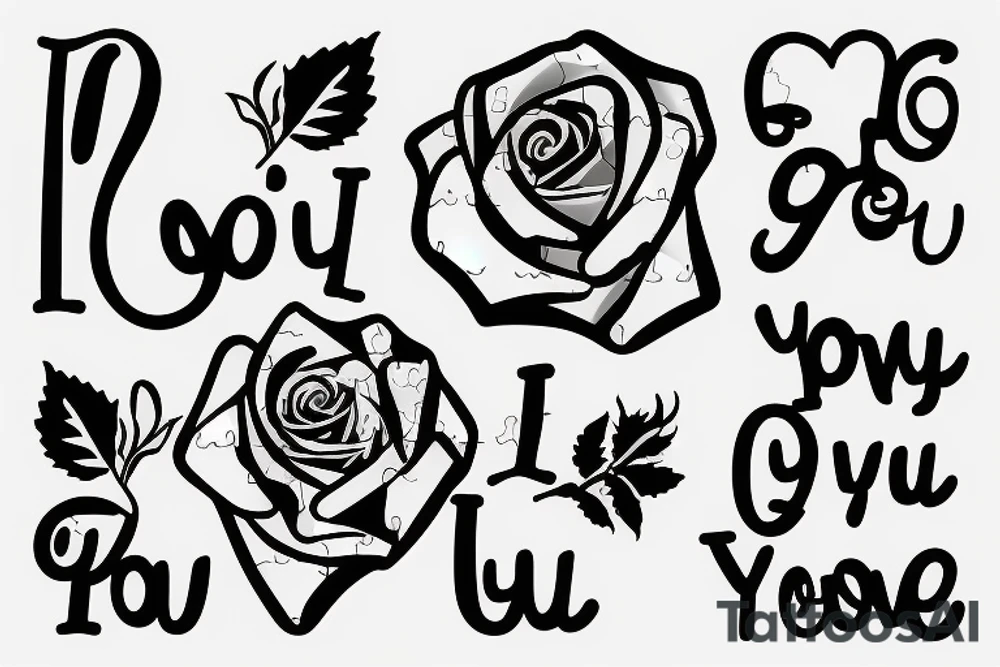 I love you. -Grandma 
Puzzle piece 
Rose tattoo idea