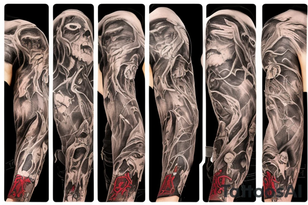 Rage, hate, vengeance, death sleeve tattoo idea