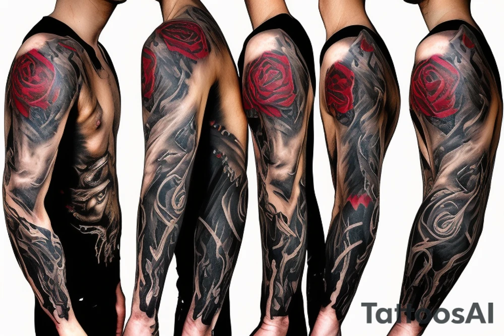 Rage, hate, vengeance, death sleeve tattoo idea