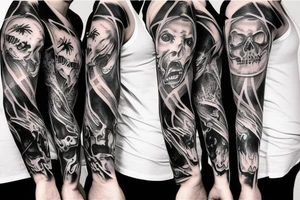 Rage, hate, vengeance, death sleeve tattoo idea