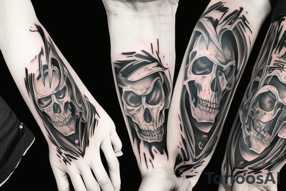 Rage, hate, vengeance, death sleeve tattoo idea