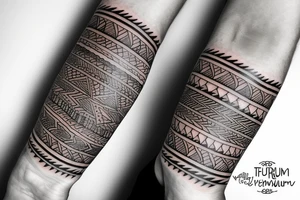 tribal forearm tattoo with the words "Remember Why" and "My Turn" on opposit sides tattoo idea