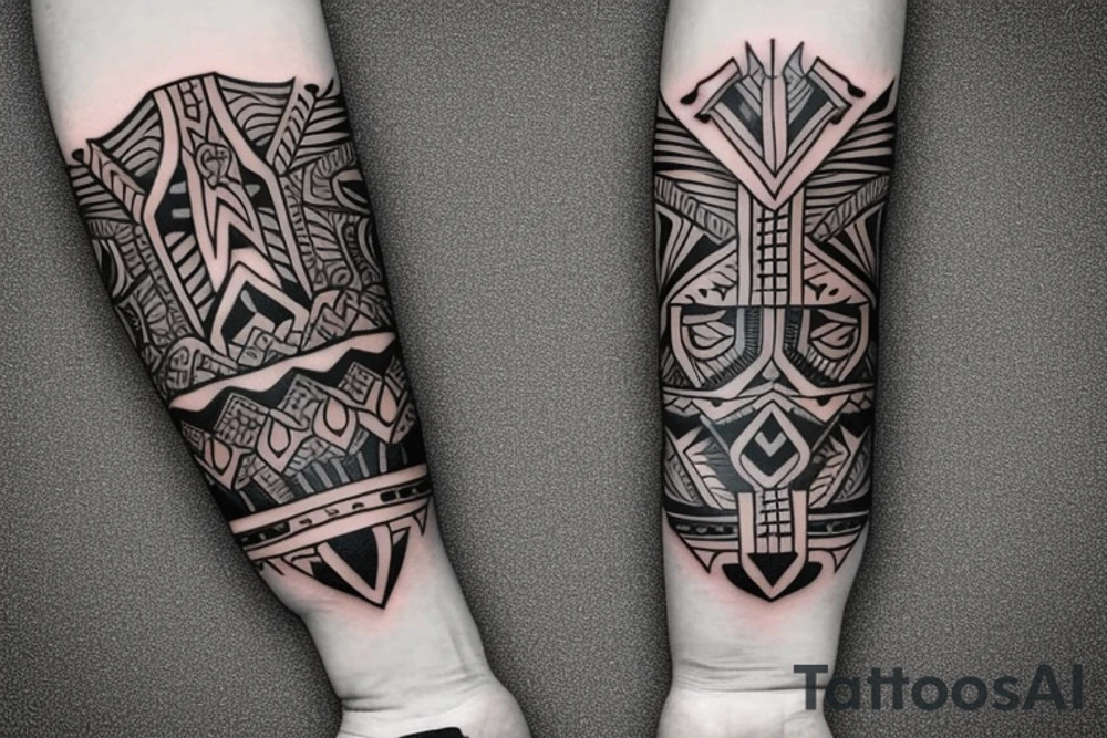 tribal forearm tattoo with the words "Remember Why" and "My Turn" on opposite sides tattoo idea