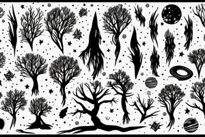 A dead tree floating in space tattoo idea