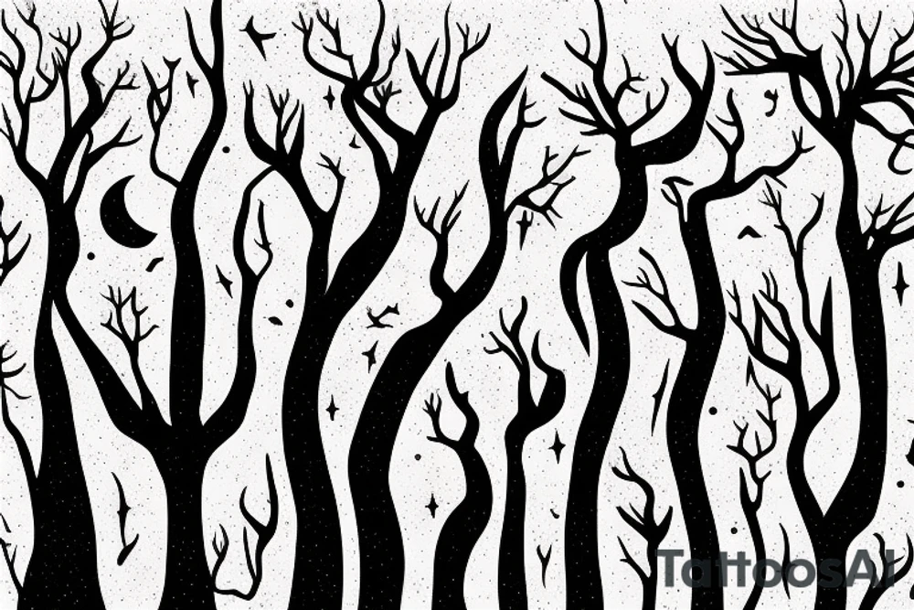 A dead tree floating in space tattoo idea