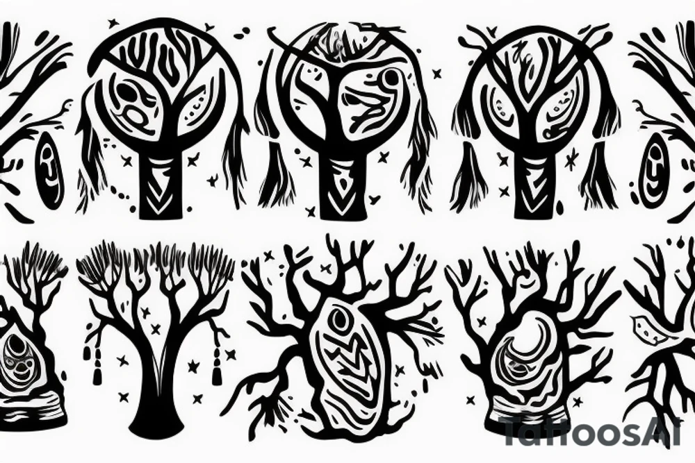 A dead tree floating in space tattoo idea