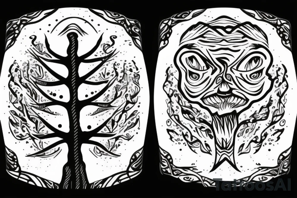 A dead tree floating in space tattoo idea