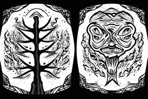 A dead tree floating in space tattoo idea