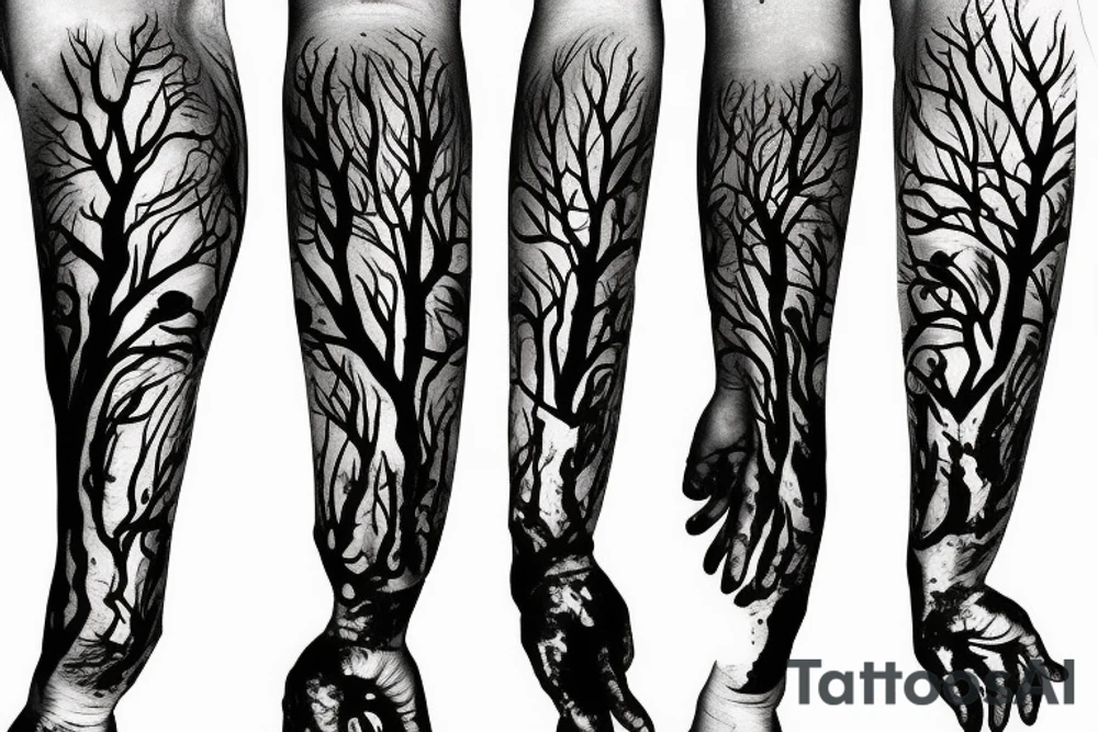 A dead tree floating in space tattoo idea