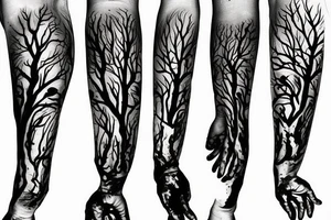 A dead tree floating in space tattoo idea