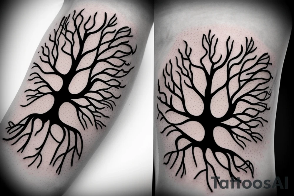 A dead tree floating in space tattoo idea