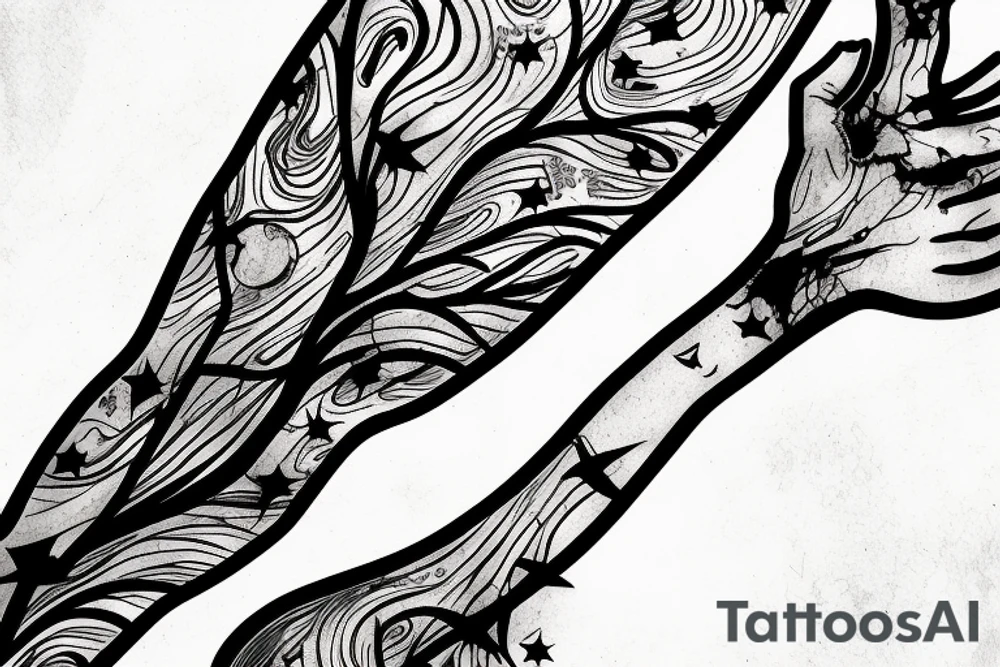 A dead tree floating in space tattoo idea