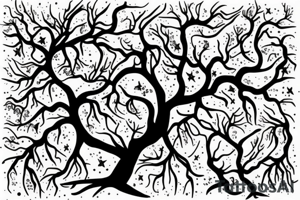 A dead tree floating in space tattoo idea