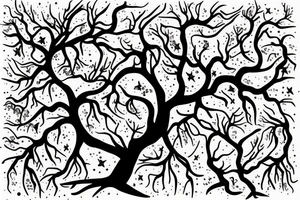 A dead tree floating in space tattoo idea