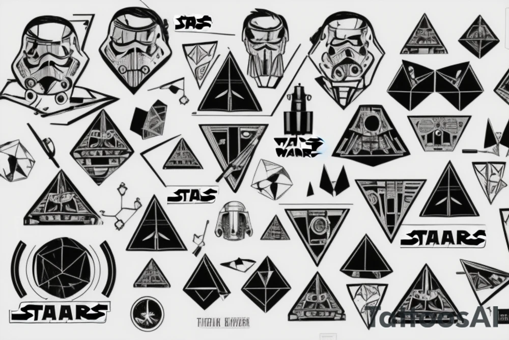 Polka trash, full body, question mark, 42, 23, star wars, bill cypher, geometrical, triangels tattoo idea