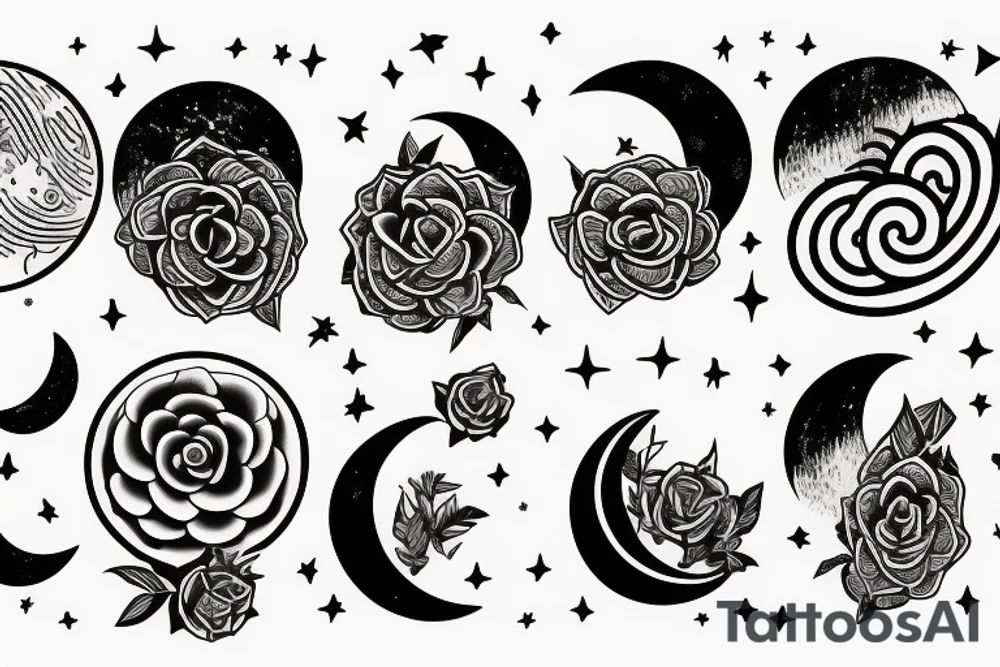 moon and Saturn tattoo idea