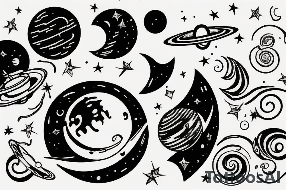 moon and Saturn tattoo idea