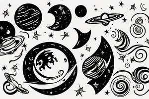 moon and Saturn tattoo idea