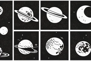 moon and Saturn in a line tattoo idea