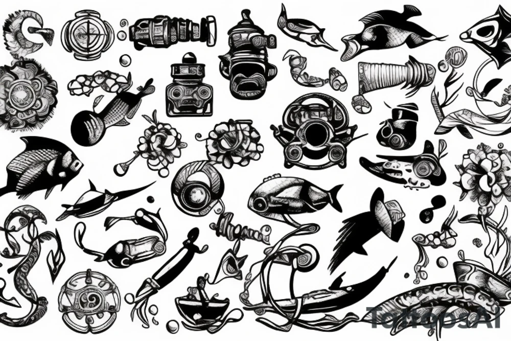 diver found treasure tattoo idea