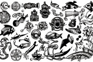 diver found treasure tattoo idea