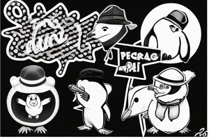 Penguin with hat and polar bear friend tattoo idea
