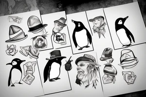 Penguin with a hat tattoo idea