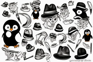 Penguin with a hat tattoo idea