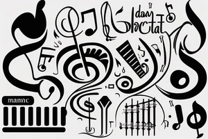 dentist, music, birth date tattoo idea