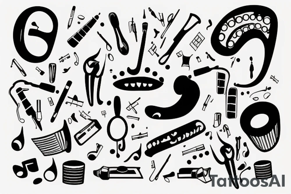 dentist, music, birth date tattoo idea