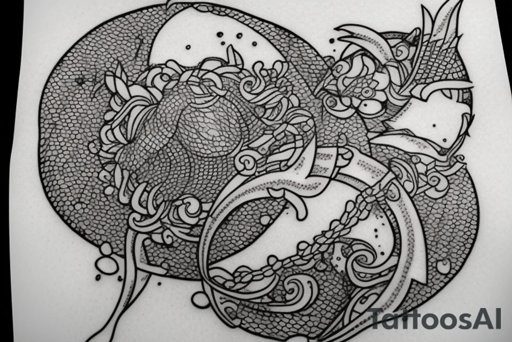 planet clutched in the claws of a small bird tattoo idea