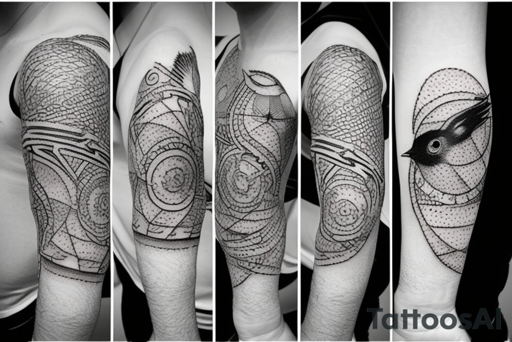 planet clutched in the claws of a small bird tattoo idea