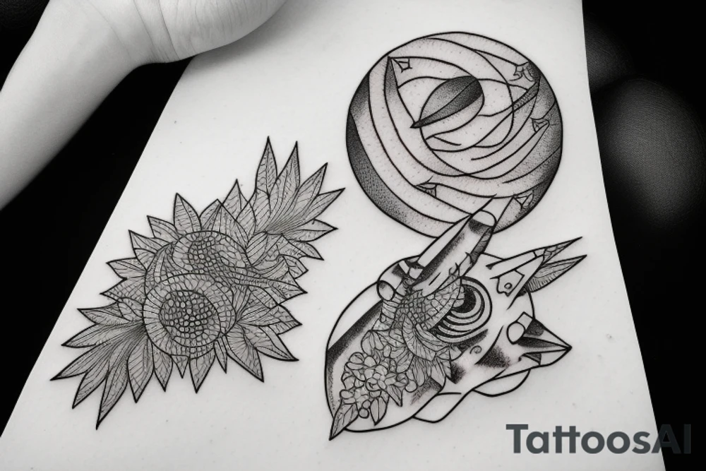planet clutched in the claws of a small bird tattoo idea