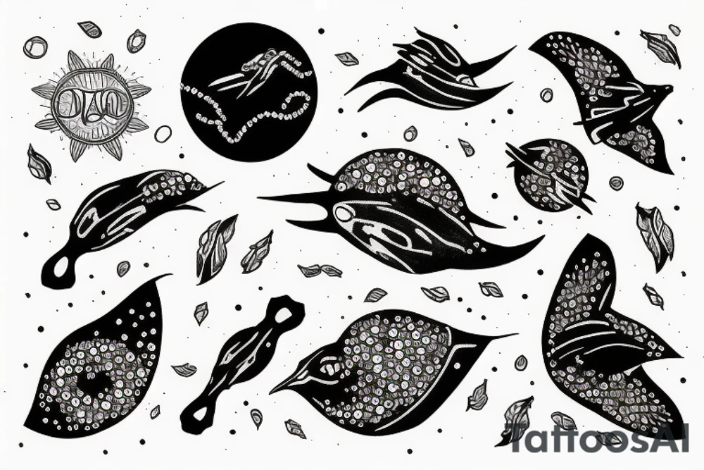 planet clutched in the claws of a small bird tattoo idea