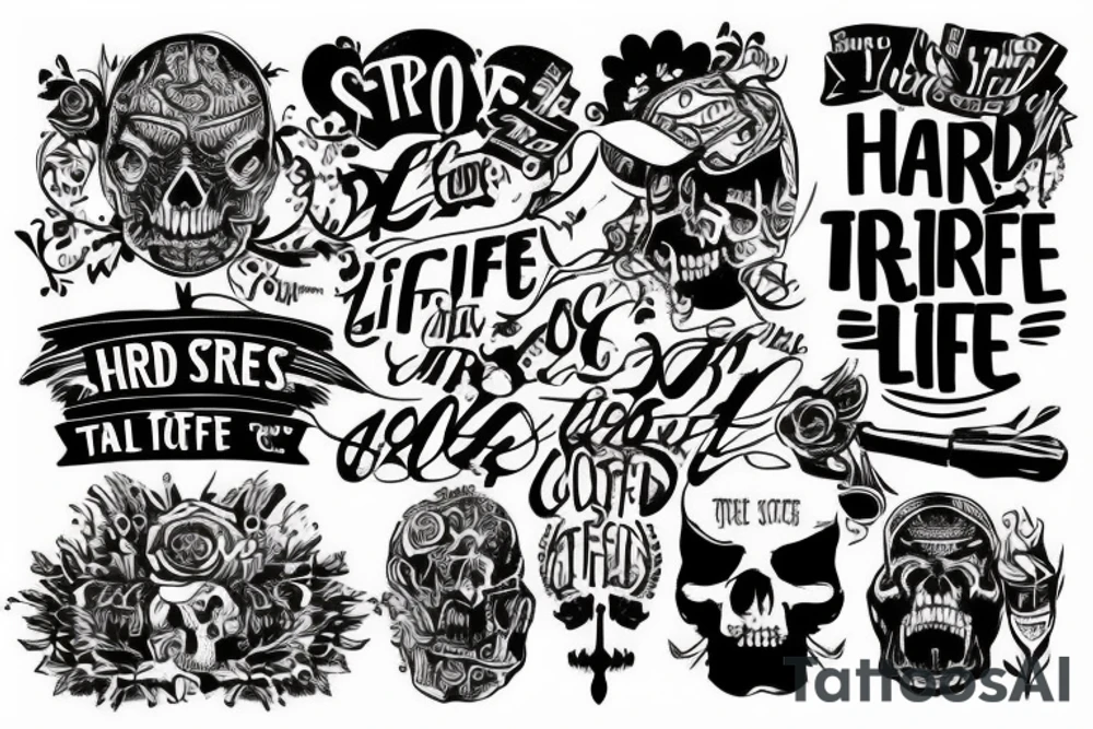 Tattoo about streets life and some quote about hard life tattoo idea
