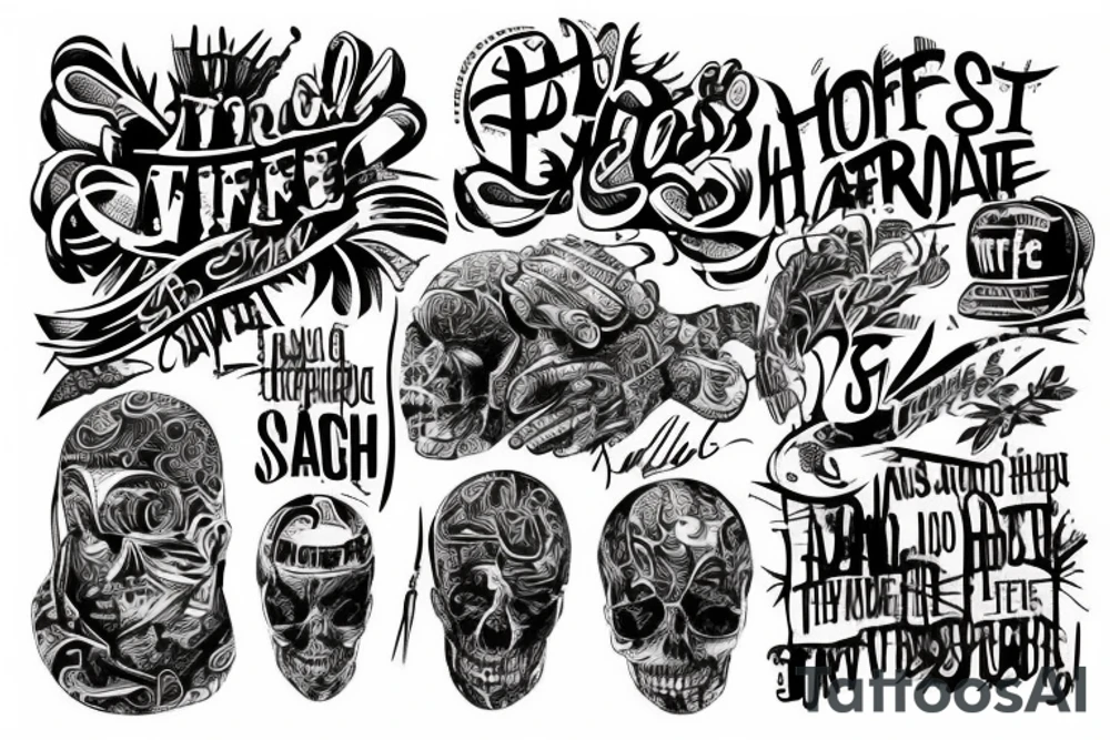 Tattoo about streets life and some quote about hard life tattoo idea
