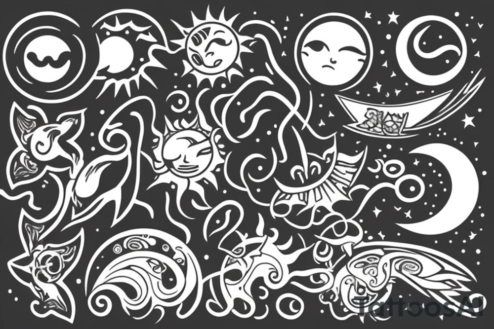 sun and moon tattoo idea