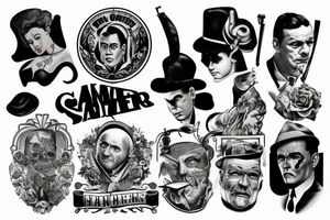 create ma a tattoo related to classic cinema and gangsters tattoo idea