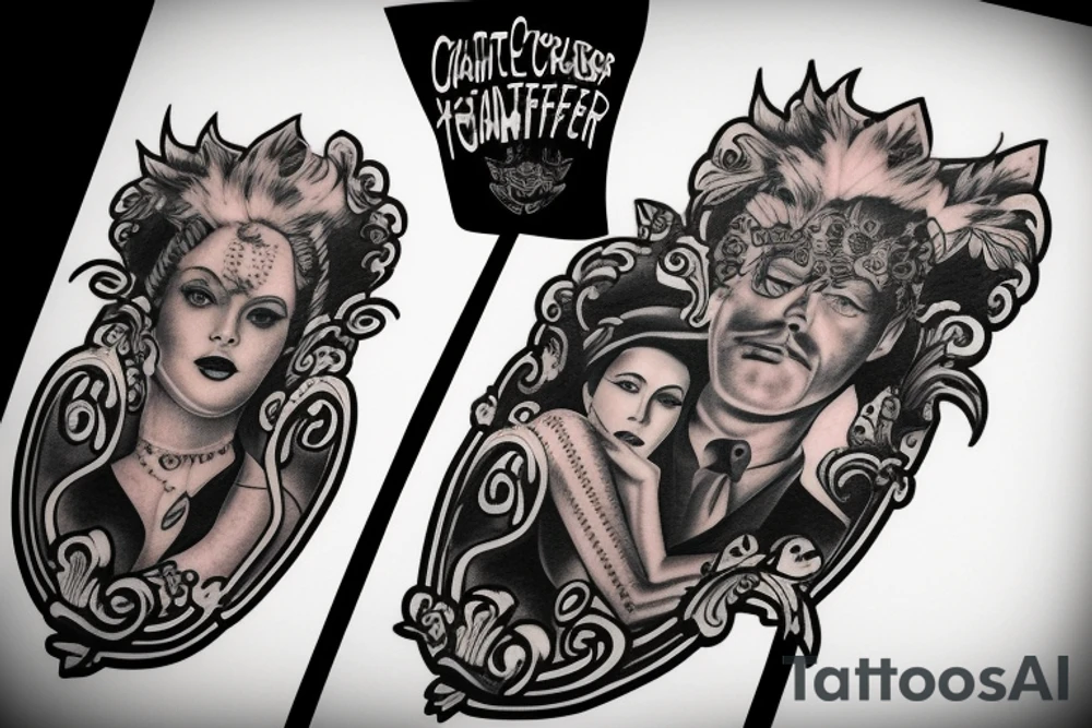 create ma a tattoo related to classic cinema and gangsters tattoo idea