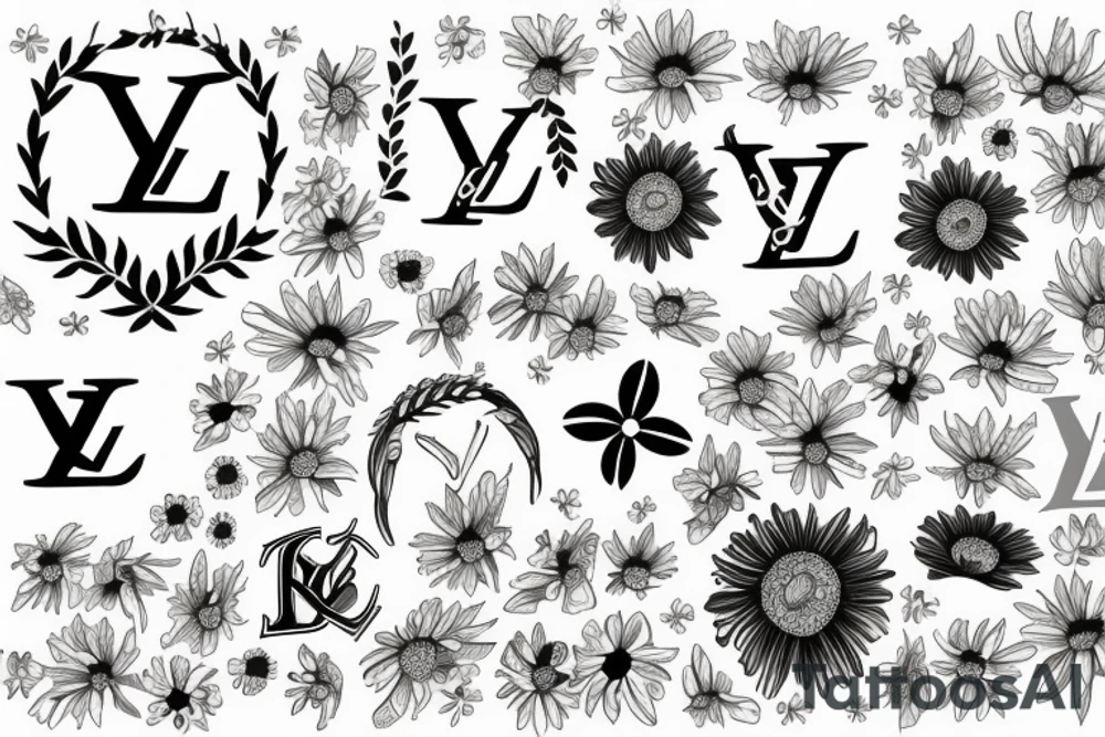 The initials "LV"with daisies tattoo idea