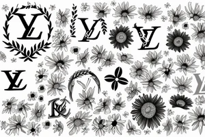 The initials "LV"with daisies tattoo idea