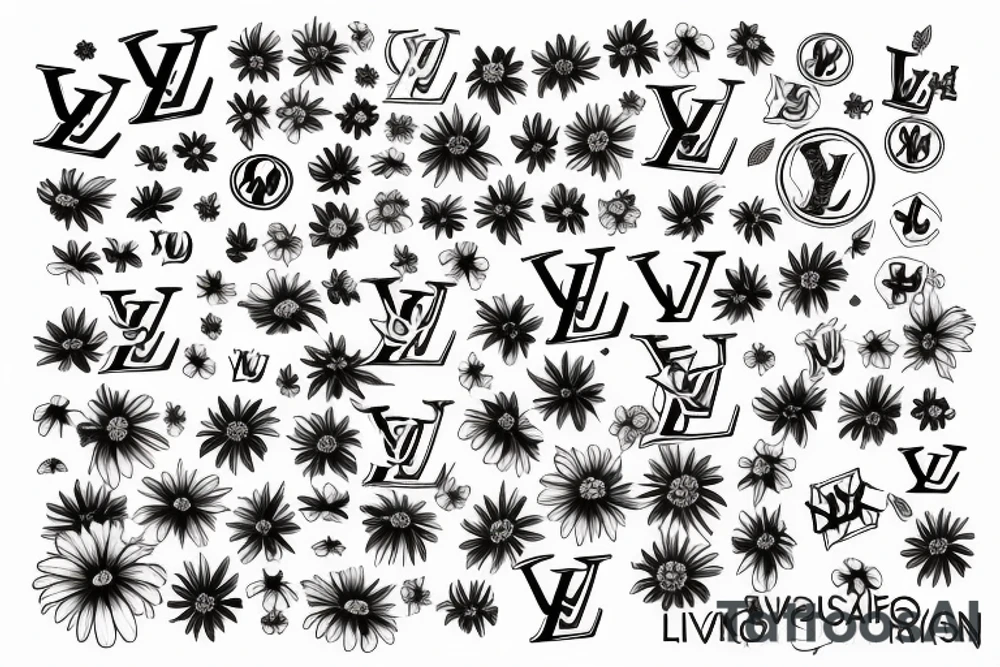 The initials "LV"with daisies tattoo idea