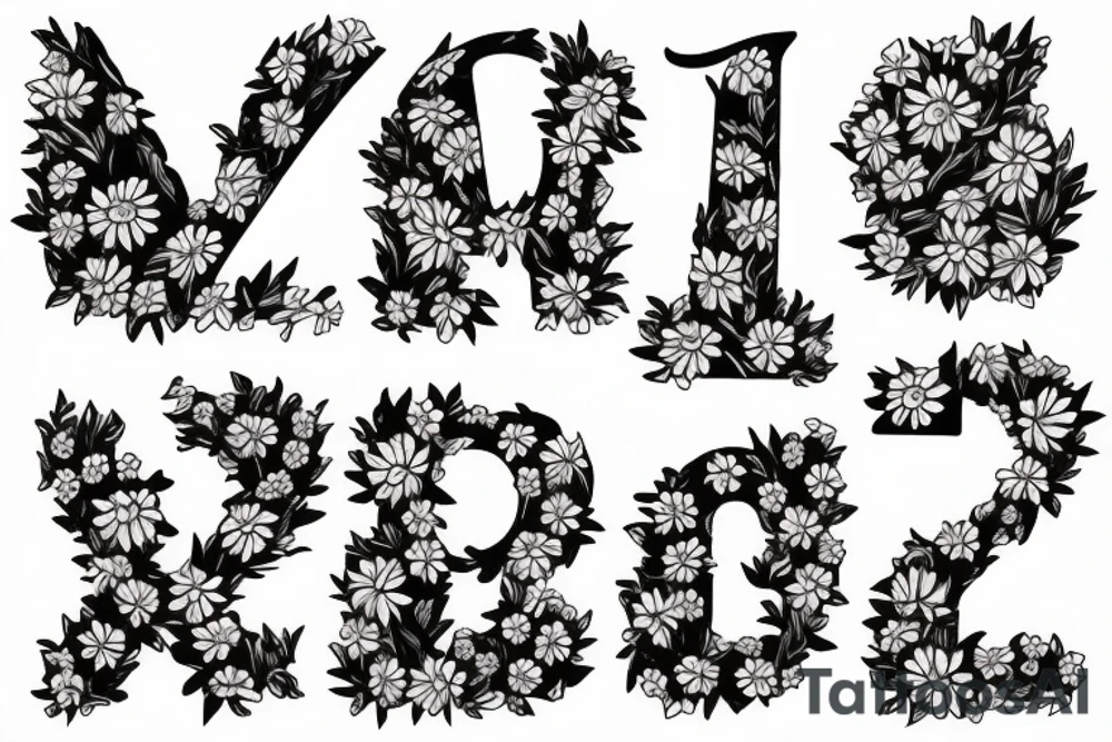 The letter L with daisies tattoo idea